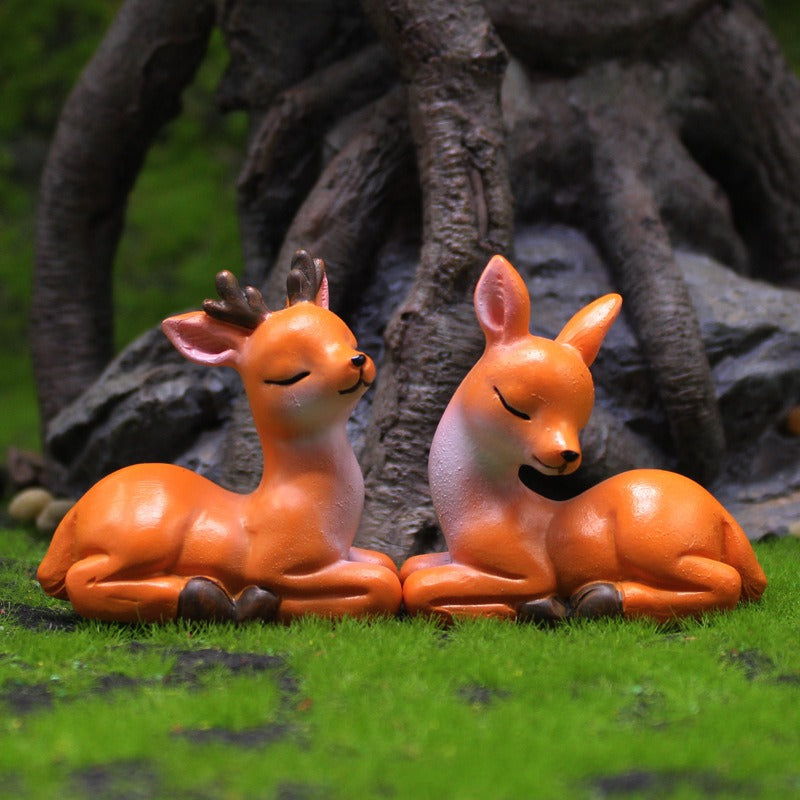 Sika Deer Miniature Figurines for Fairy Gardens