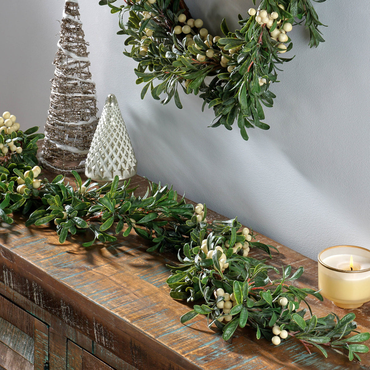 54-Inch Snowberry Green Garland for Seasonal Decor