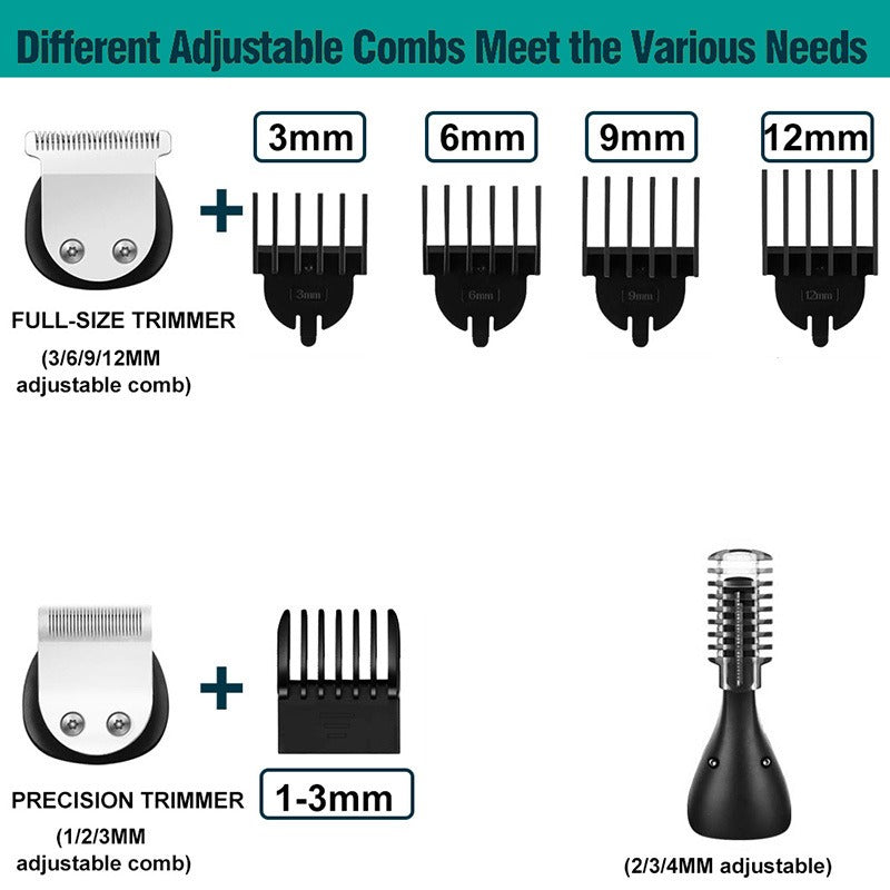 6-in-1 Hair Clippers Grooming Kit With LCD Display Cordless