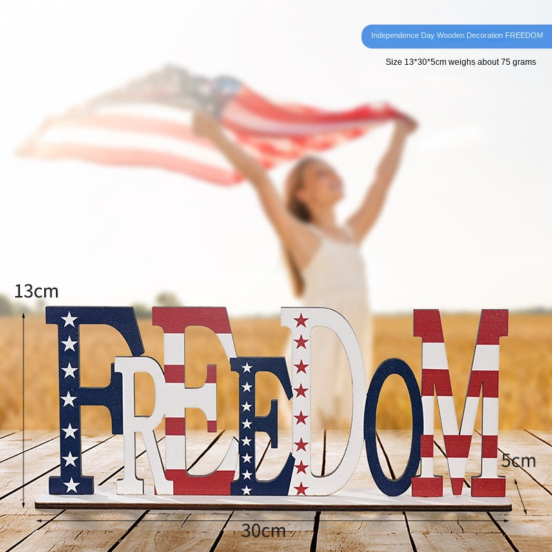 4th of July Wooden Letters Patriotic Tabletop Decor