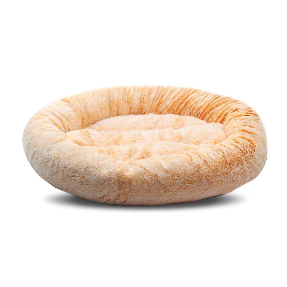 Round Plush Pet Bed for Cozy Winter Indoor Lounging