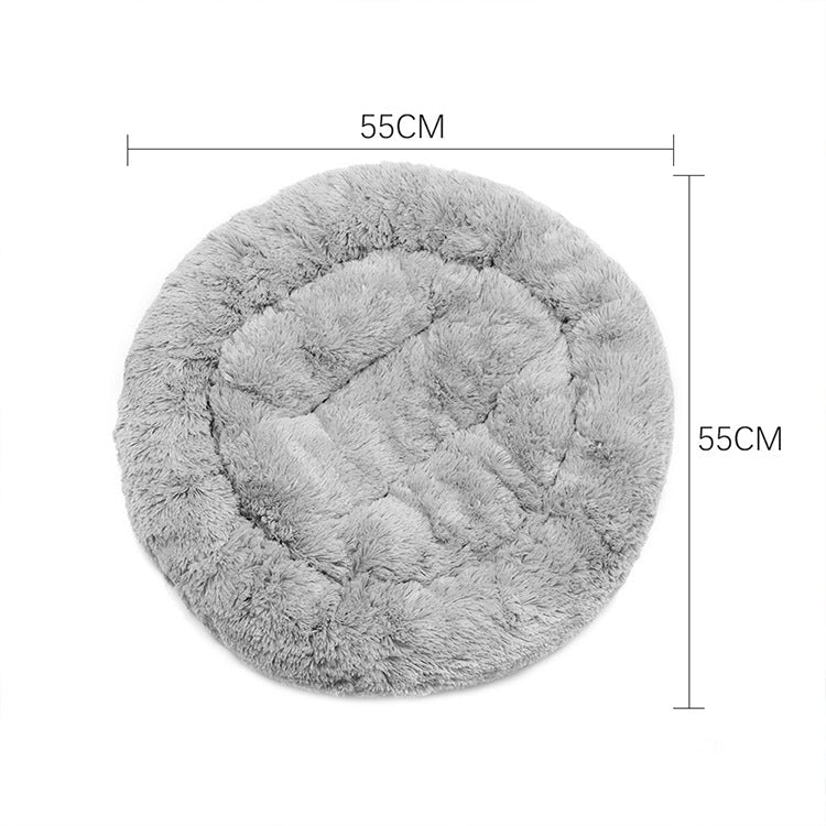 Round Plush Pet Bed for Cozy Winter Indoor Lounging