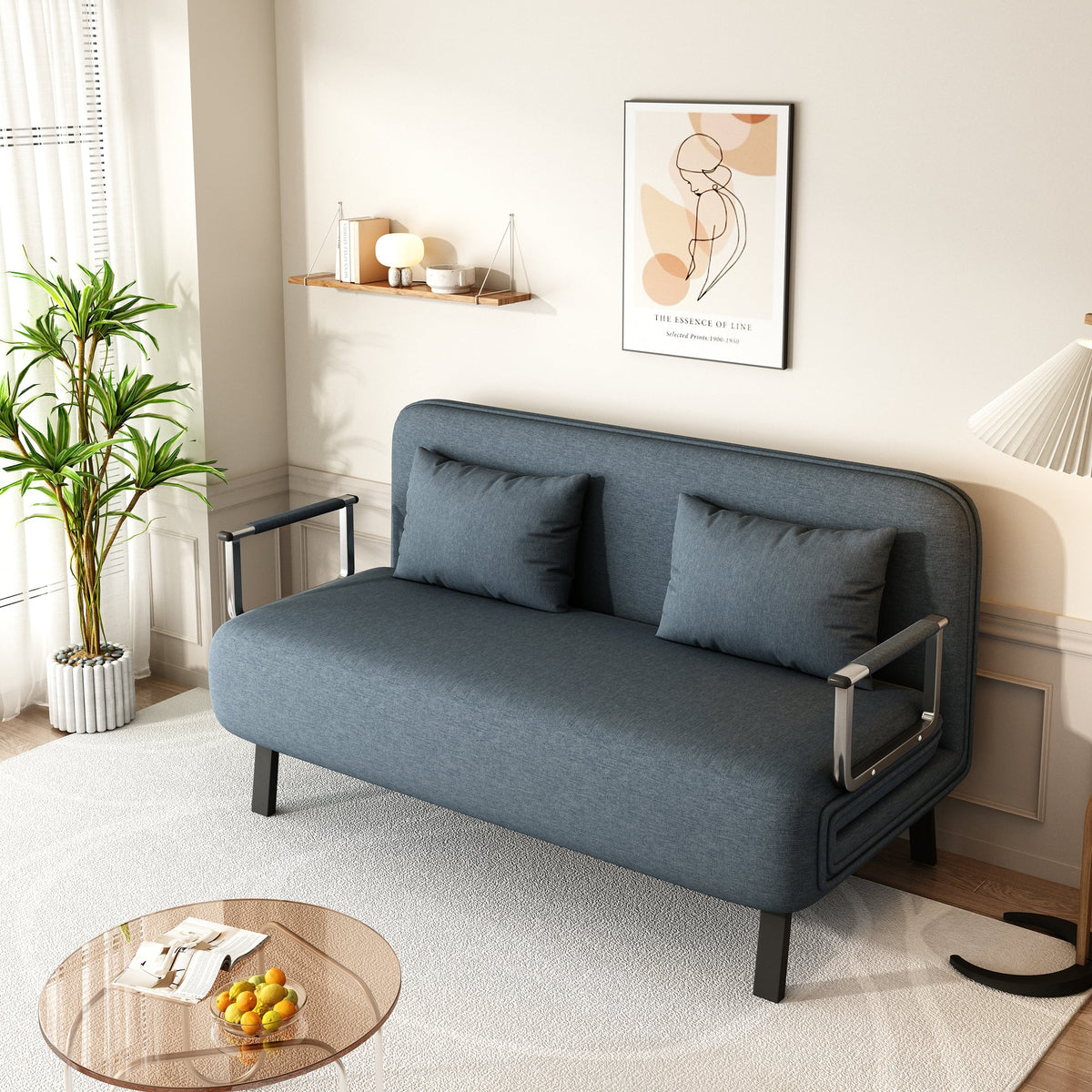 55-Inch Convertible Sofa Bed with Adjustable Backrest
