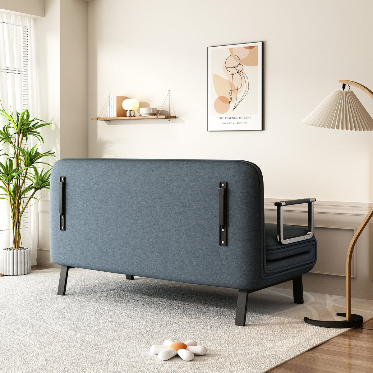 55-Inch Convertible Sofa Bed with Adjustable Backrest