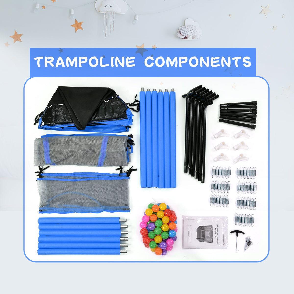 Toddler Trampoline with Safety Enclosure Net for Kids