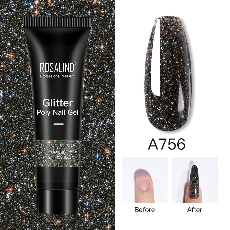 Glitter Poly Nail Gel Extensions for Salon-Style Sparkle