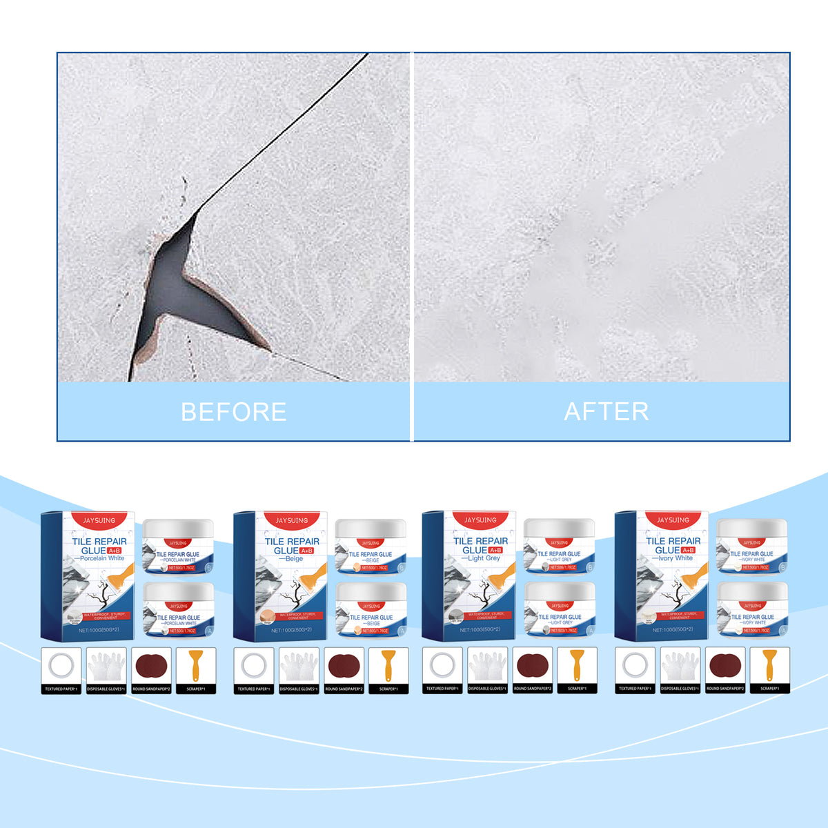 Tile Repair Glue for Waterproof Crack and Gap Sealing