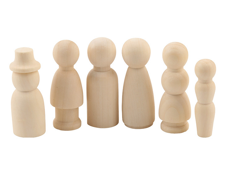 55-Piece Wooden Peg Dolls for Creative DIY Projects