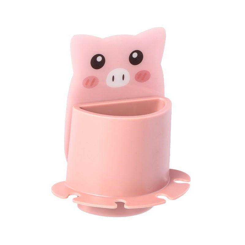 Cartoon Animal Toothbrush Holder Wall Mount, No Drilling