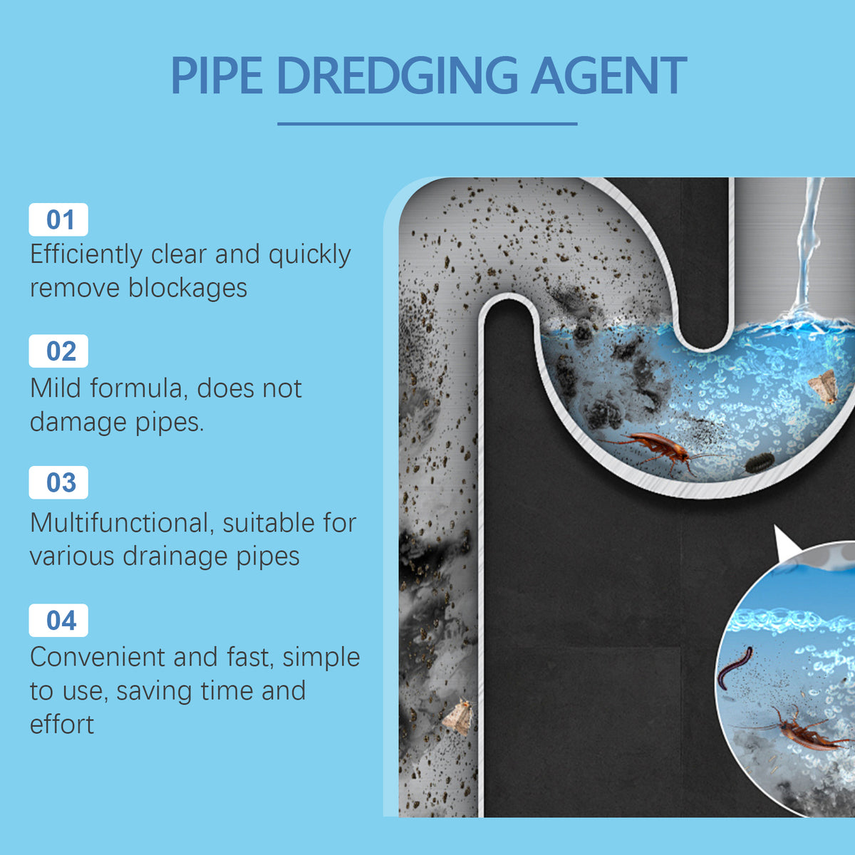 Pipe Drain Cleaner Powder for Fast Clog Removal at Home
