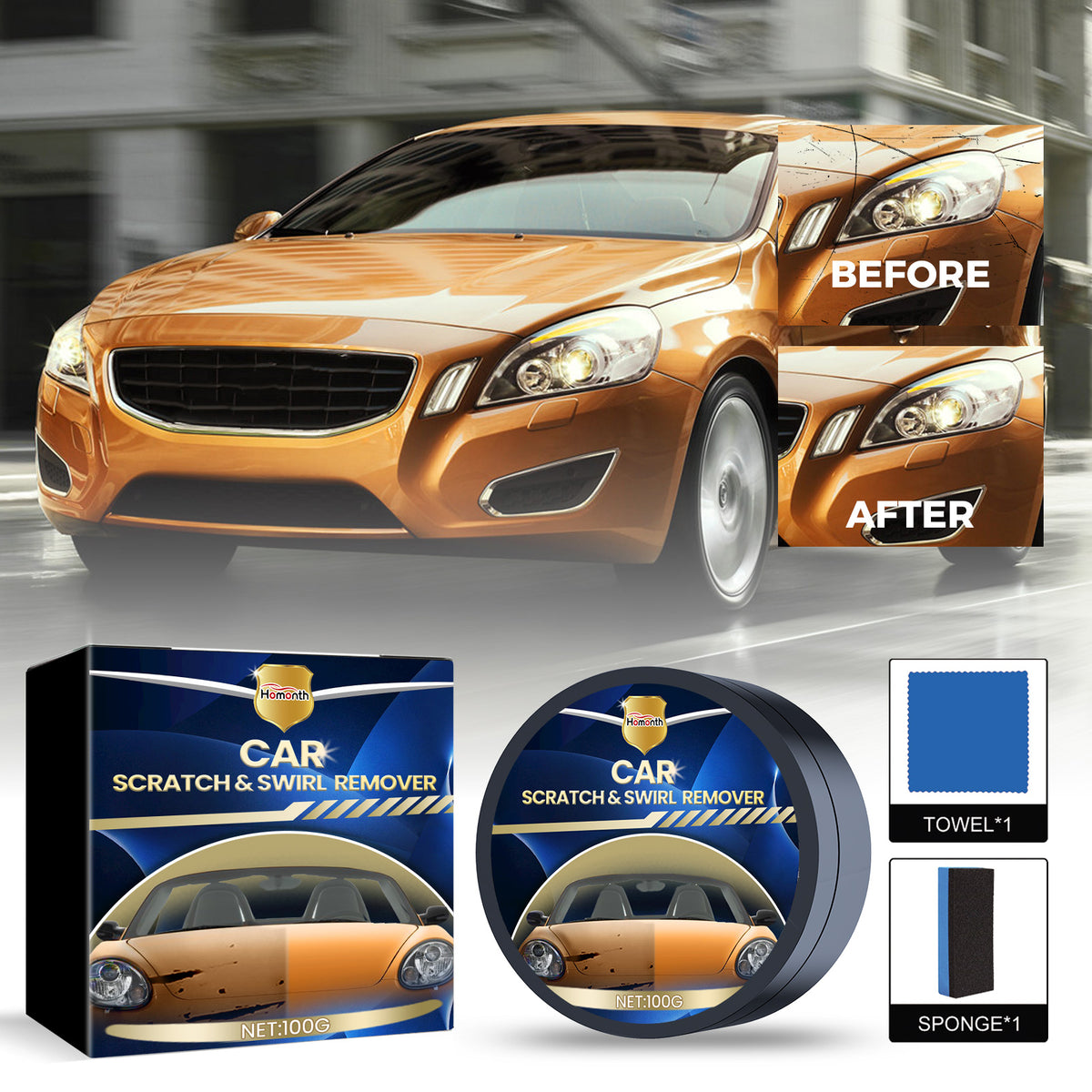 Car Scratch Repair Wax for Paint Scuffs and Swirls