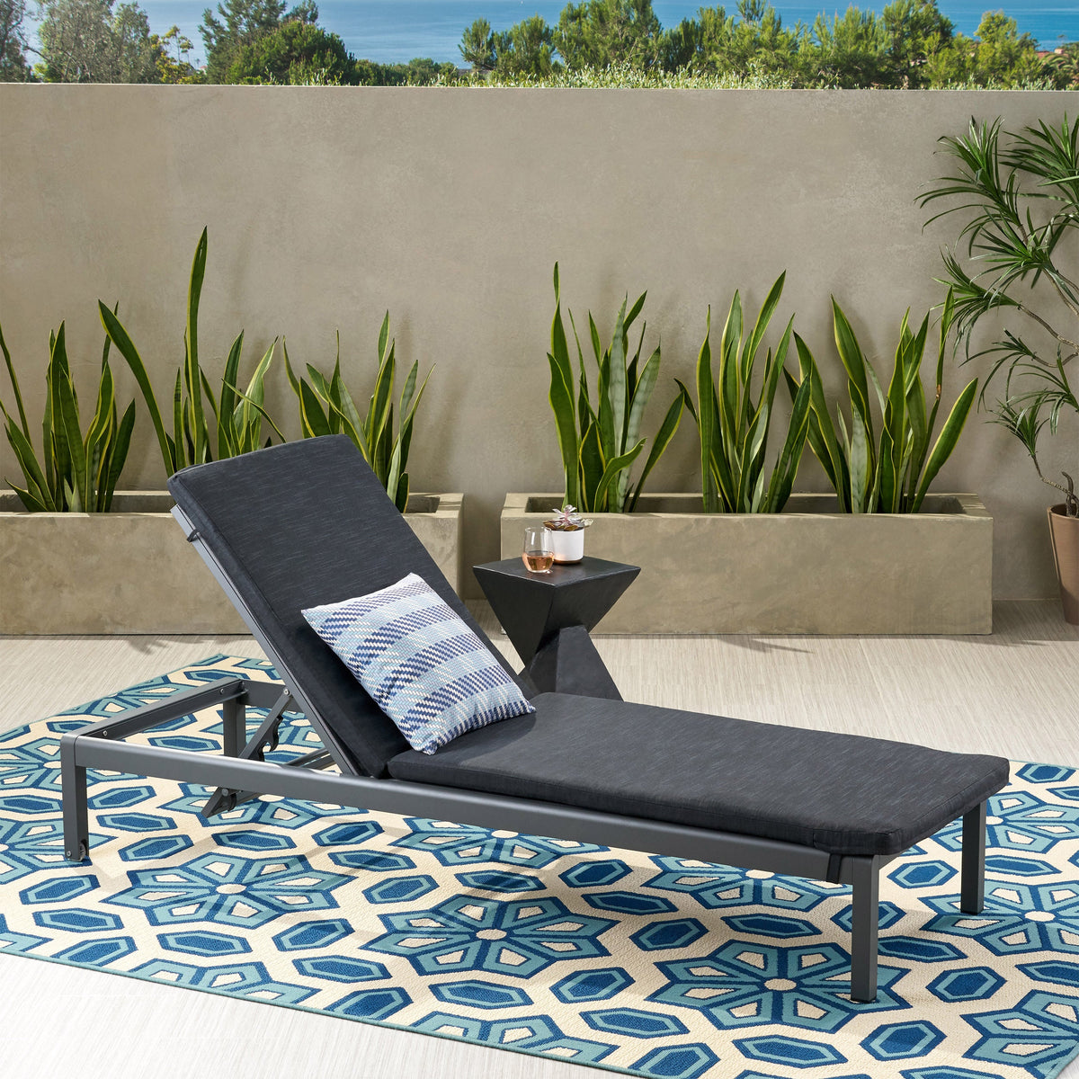 Full-Length Chaise Lounge Cushion with Backrest