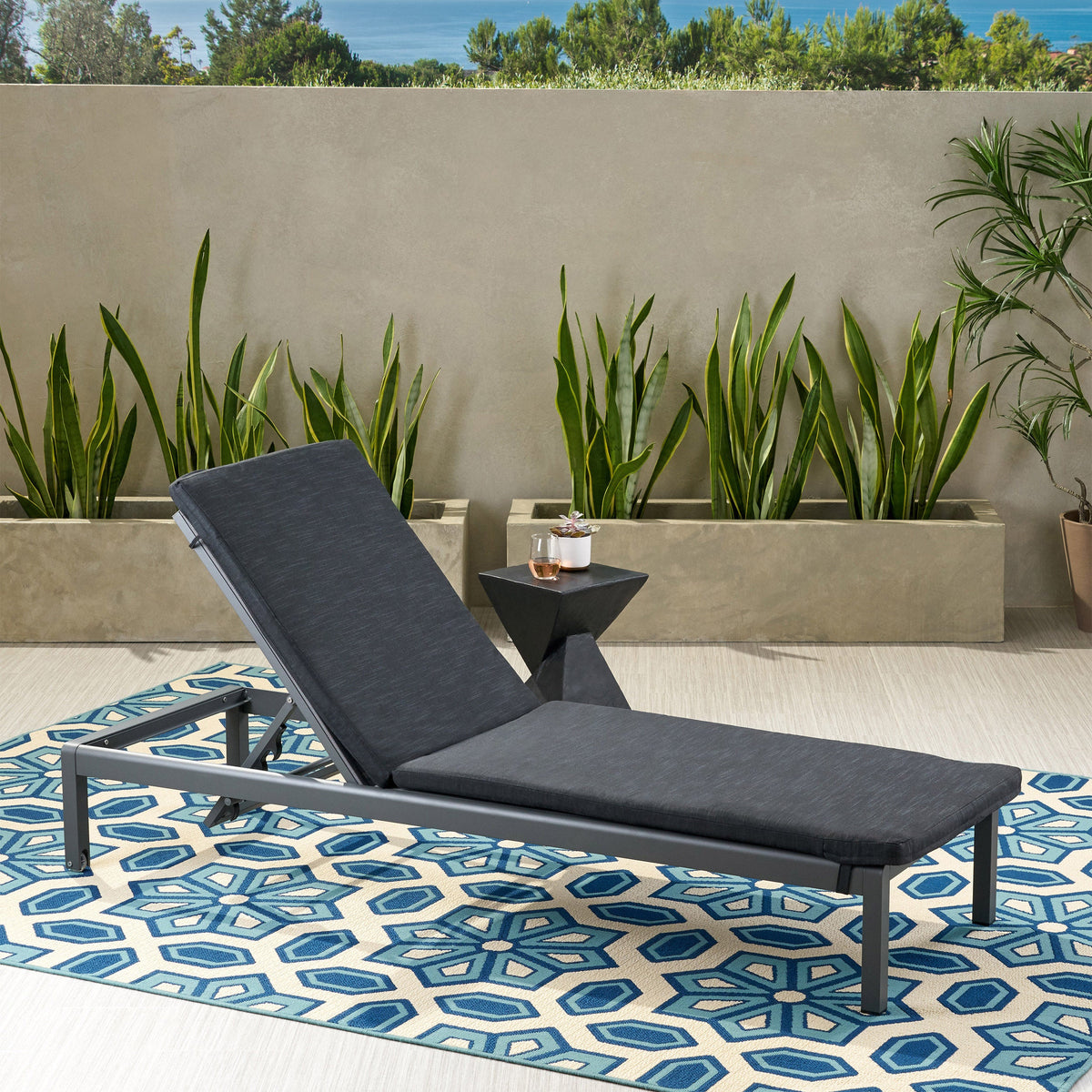 Full-Length Chaise Lounge Cushion with Backrest