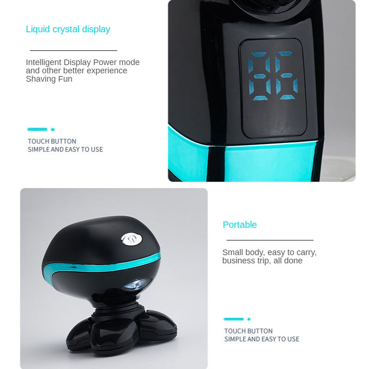 Bald Head Shaver With Five Rotary Heads And LCD Display