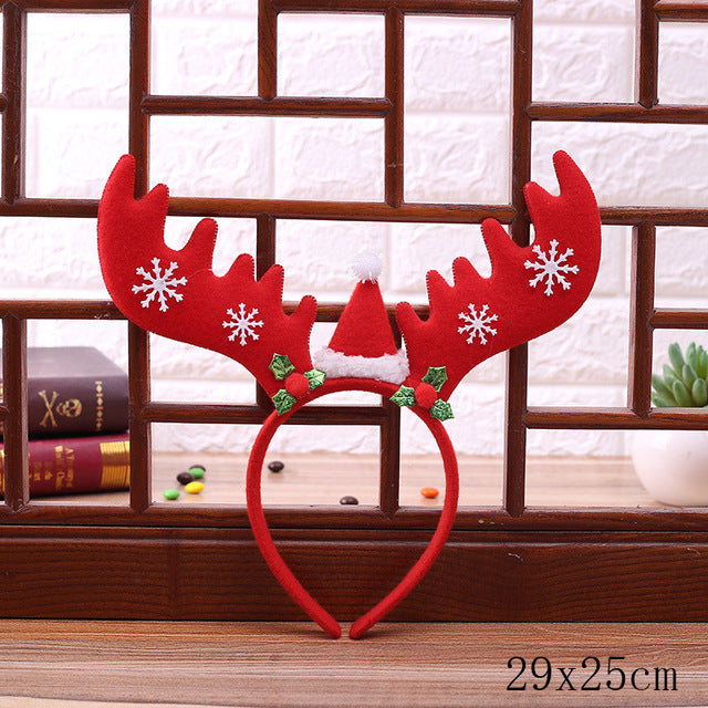Christmas Reindeer Headband With Santa Hat Details