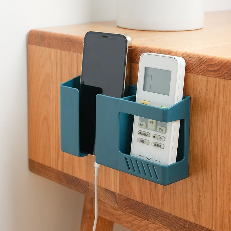 No-Drill Wall Phone Holder and Remote Storage Organizer