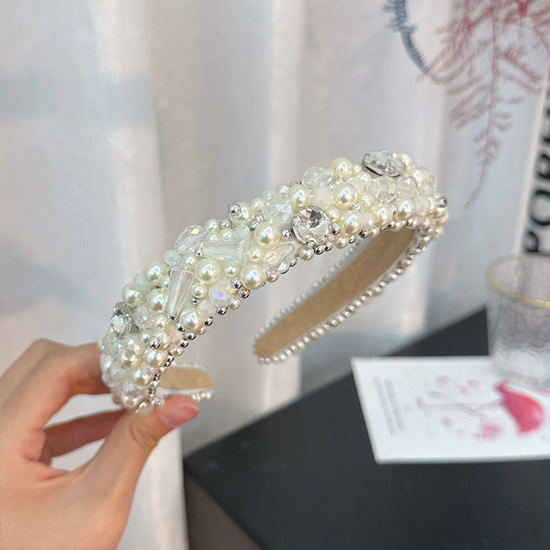 Beaded Crystal Pearl Headband For Polished Glamour