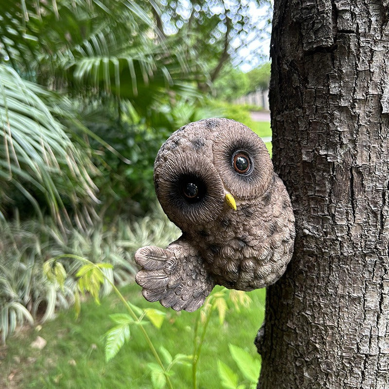Lifelike Resin Owl Garden Decor for Trees and Shelves