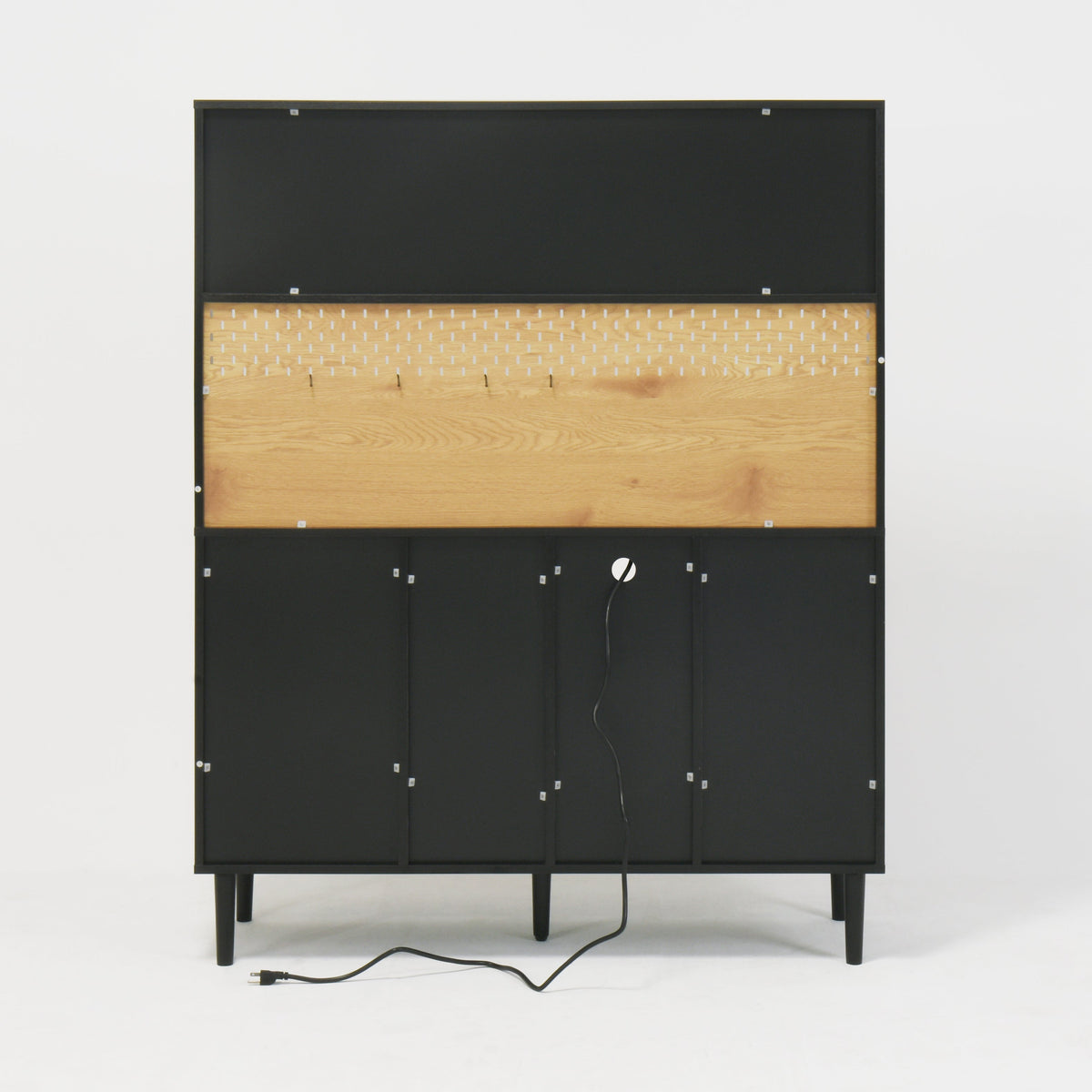 Farmhouse Buffet Hutch with Outlet & Coffee Bar Storage