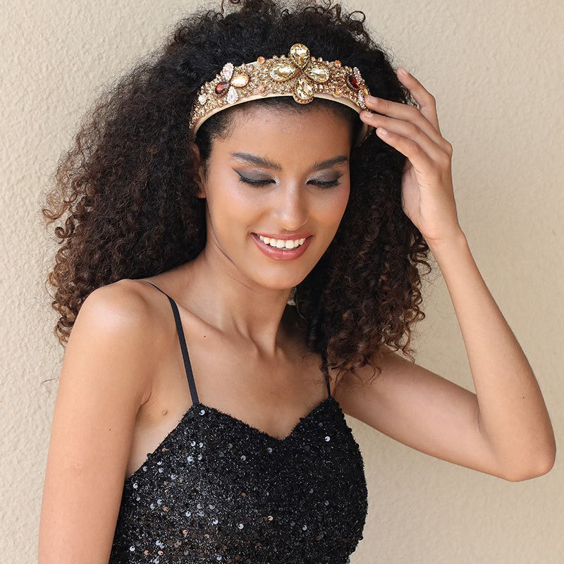 Wide Padded Jeweled Headband for Instant Retro Glamour