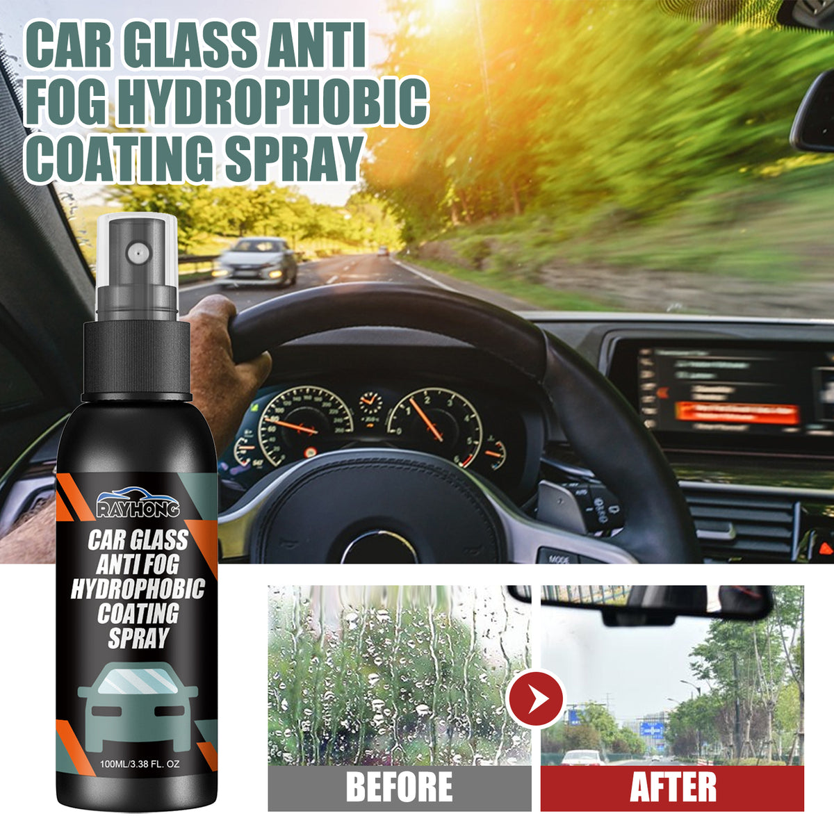Car Glass Anti-Fog Hydrophobic Coating Spray 100ml