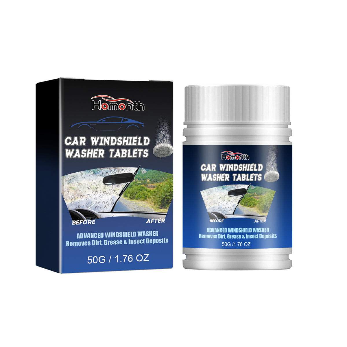 Windshield Washer Cleaning Tablets for Clearer Glass