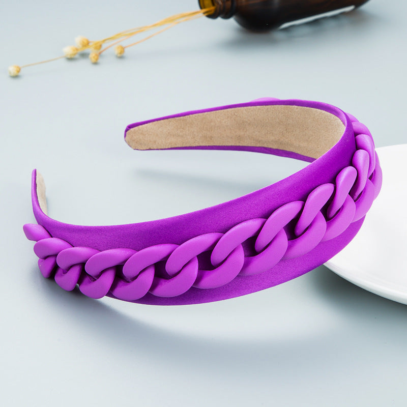 Wide-Brimmed Chain Headband for Playful Colorful Style