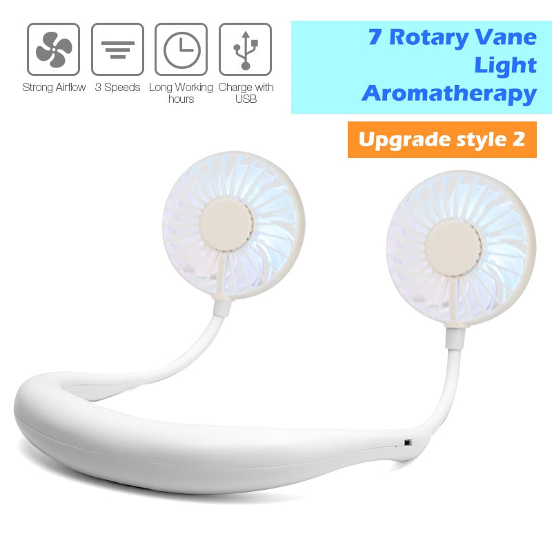 Portable Neck Fan with 360° Airflow & Aroma Tablet