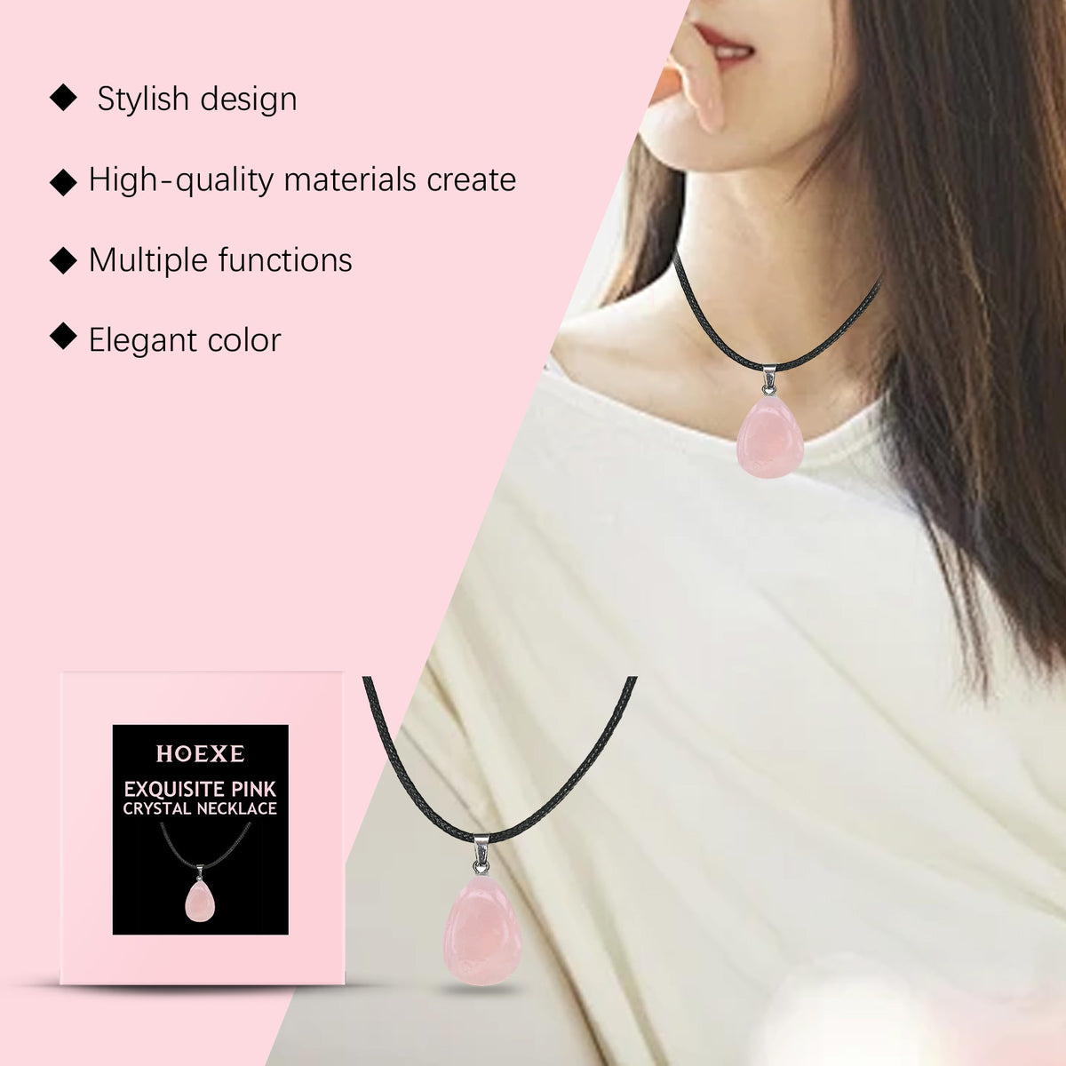 Pink Crystal Necklace for Minimalist Everyday Style
