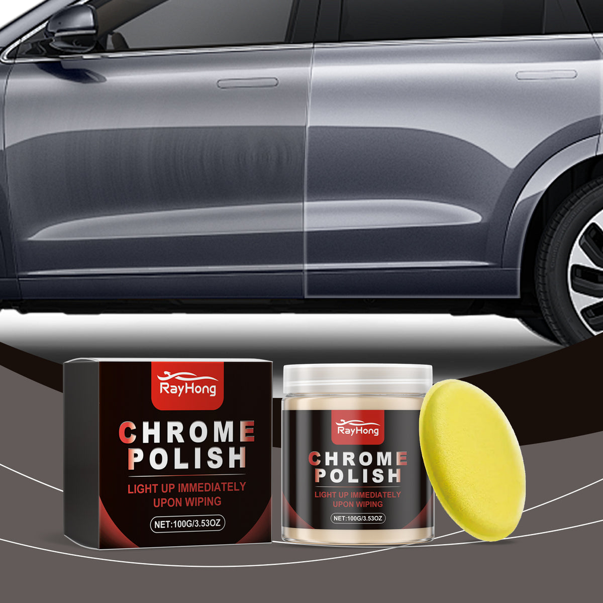 Chrome Polish Paste for Lasting Car Shine, 100g Jar