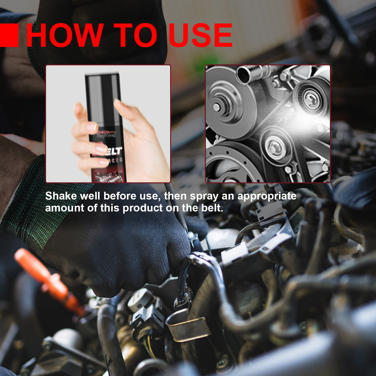 Belt Silencer Spray for Reduced Automotive Belt Noise