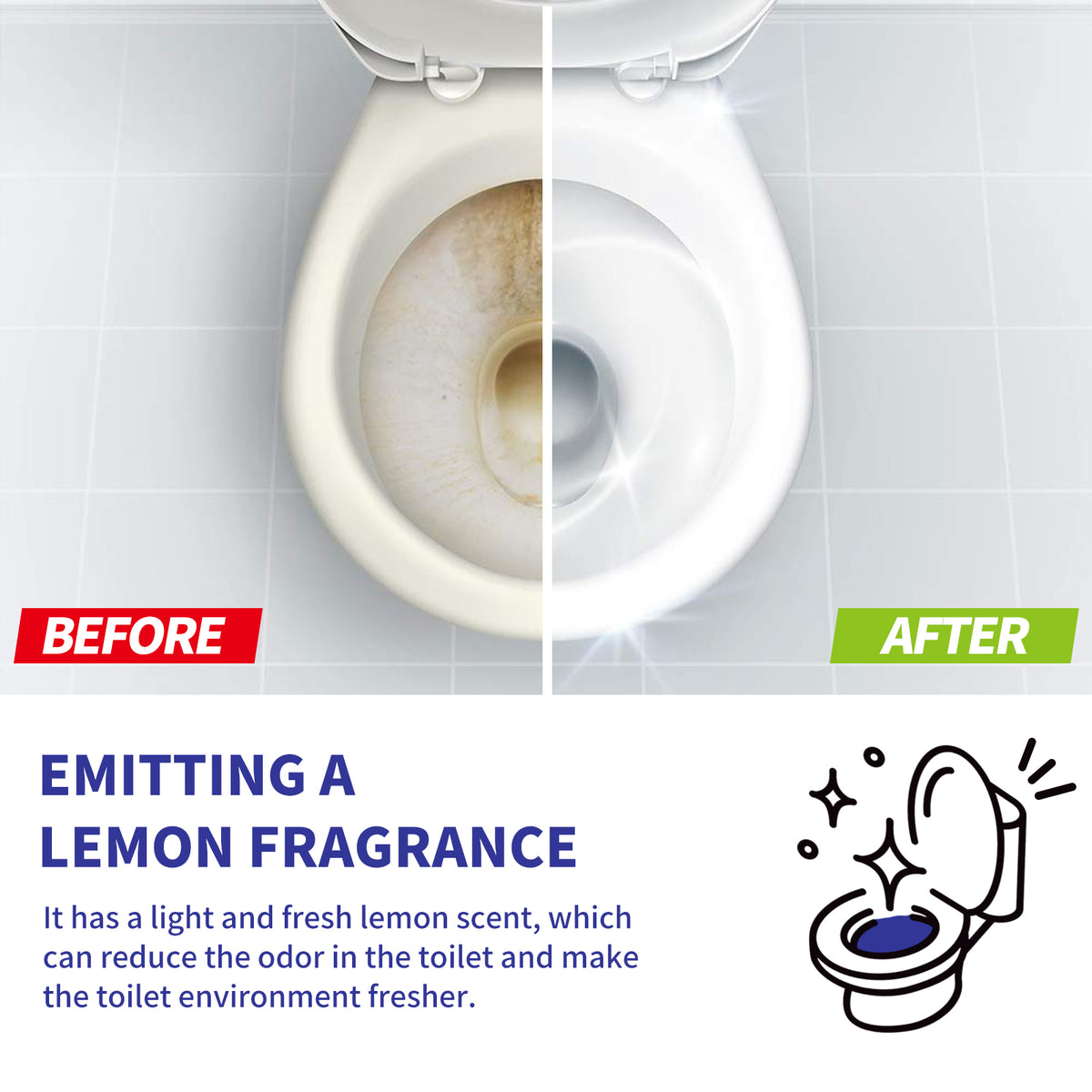 Toilet Cleaner Foam Blocks for Tough Stains & Odors