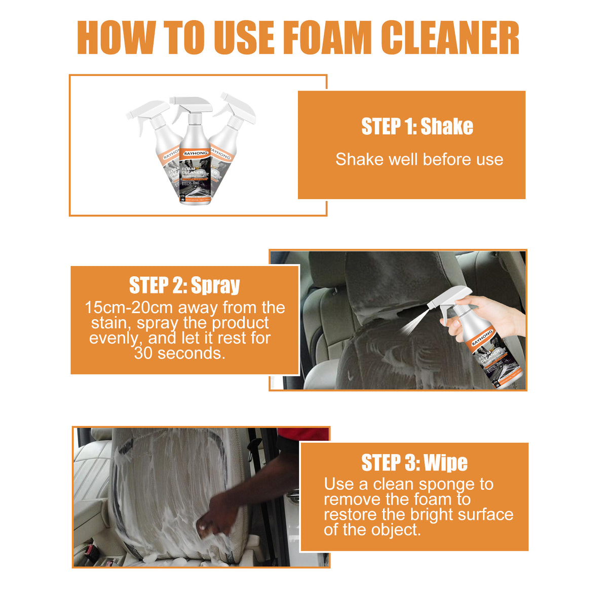Car Interior Foam Cleaner for Multi-Surface Stains