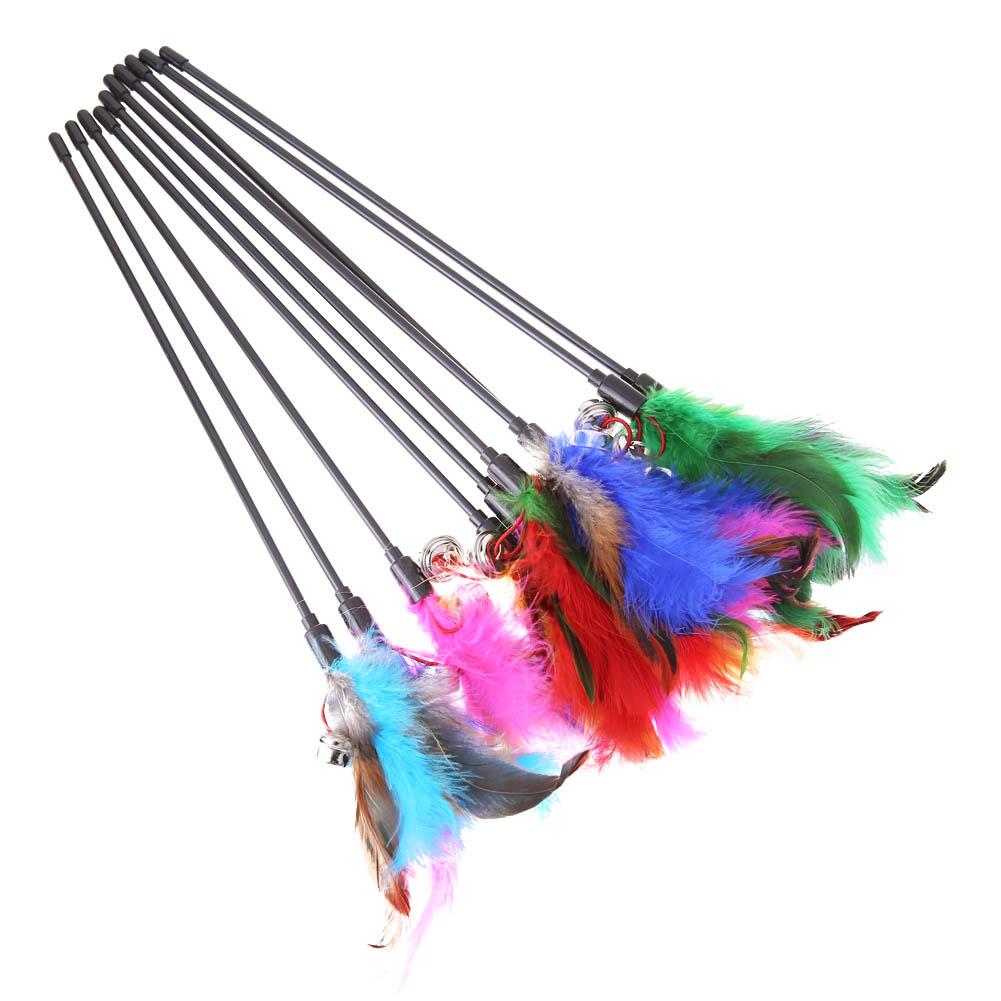 Cat Feather Wand Toy 5-Pack with Jingle Bells for Play
