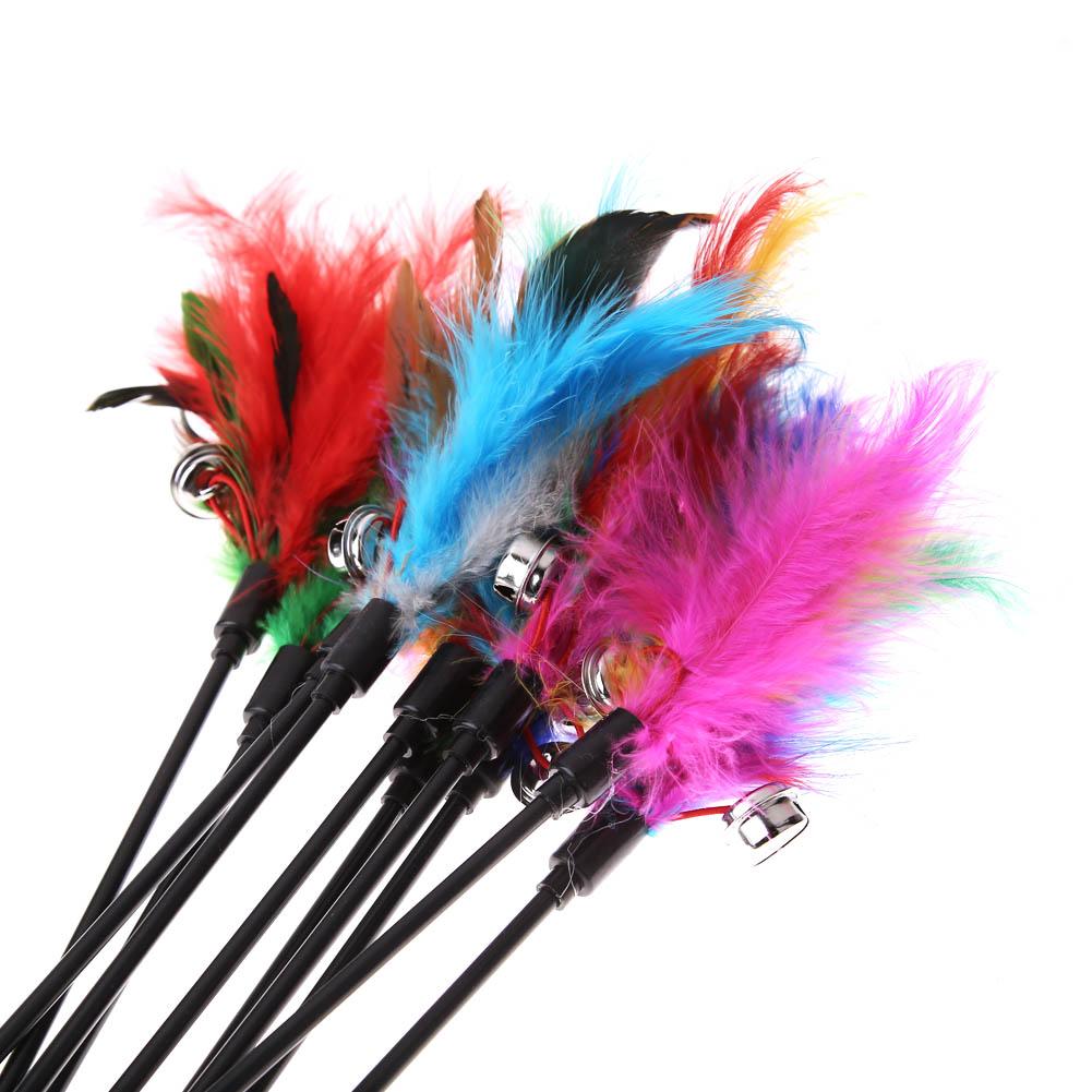 Cat Feather Wand Toy 5-Pack with Jingle Bells for Play