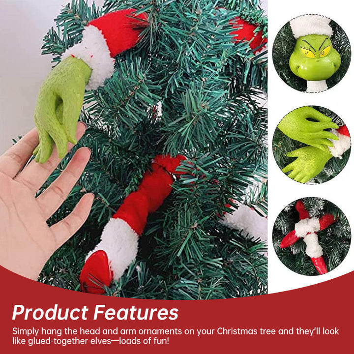 Grinch Elf Body Ornaments, 5-Piece Christmas Tree Decor