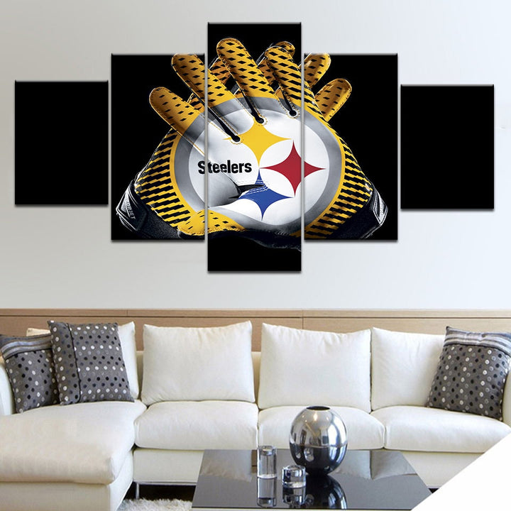 5-Piece Steelers Football Canvas Wall Art Focal Point