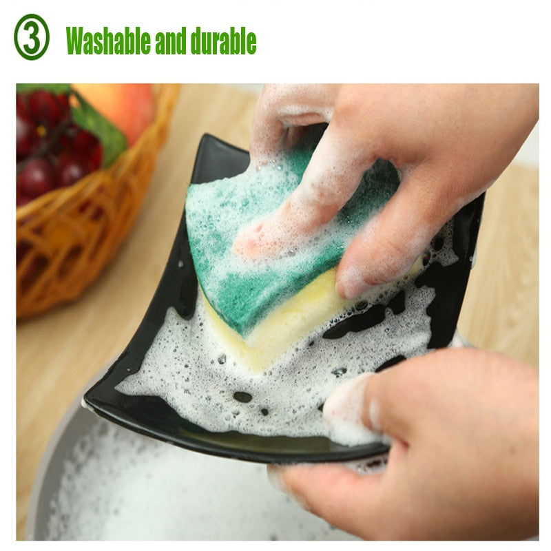 Double-Layer Melamine Dish Sponges, 5-Pack Kitchen Set