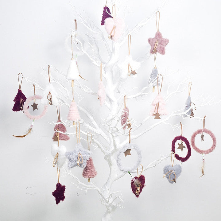 Plush Christmas Ornaments for a Cozy Pastel Tree Set