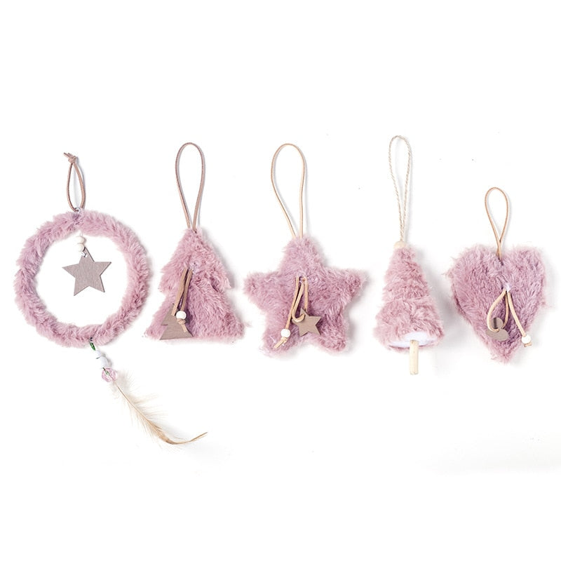 Plush Christmas Ornaments for a Cozy Pastel Tree Set