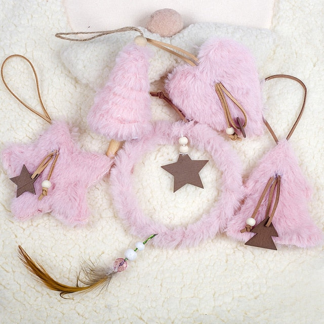 Plush Christmas Ornaments for a Cozy Pastel Tree Set