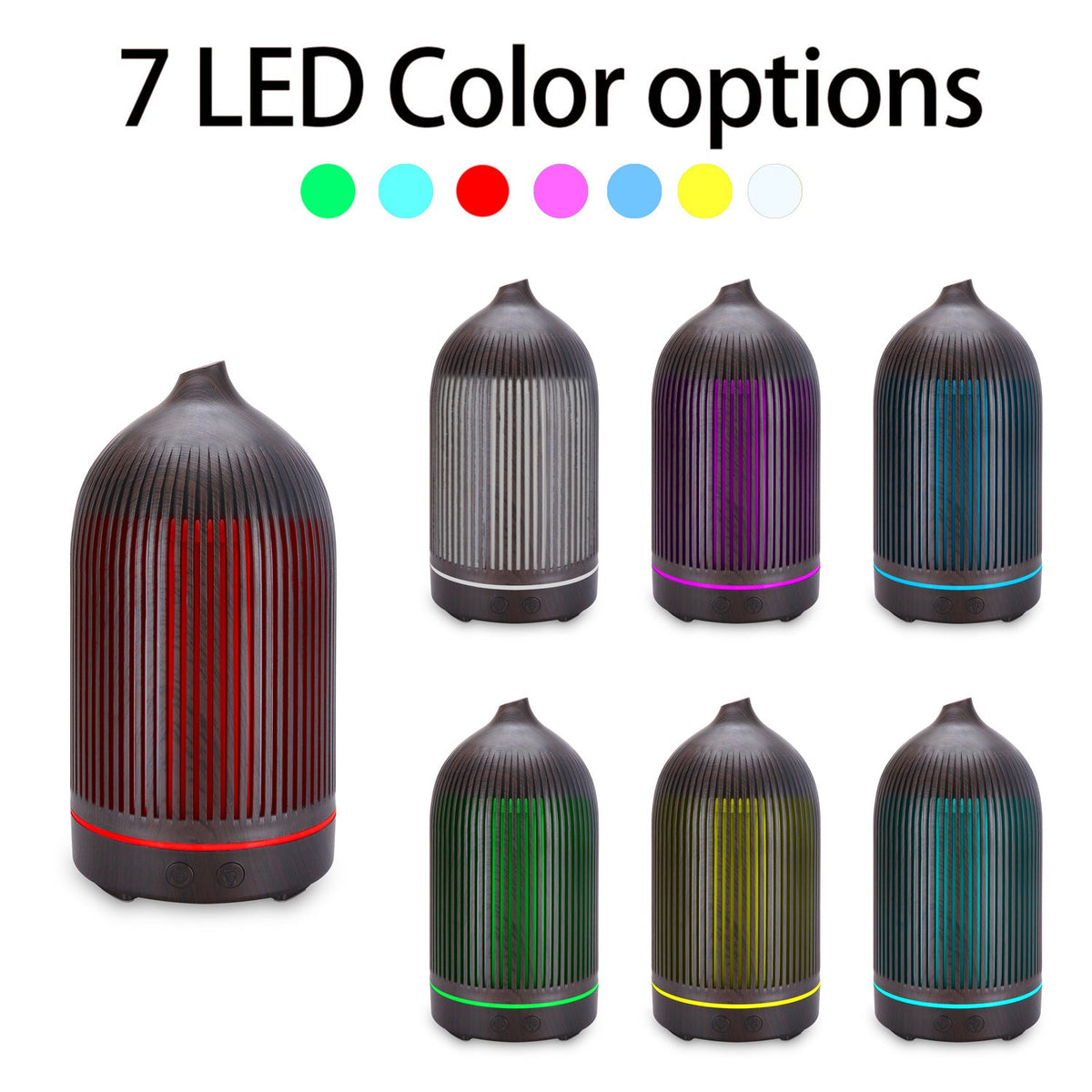 Wood Grain Ultrasonic Aroma Diffuser with 7 LED Colors