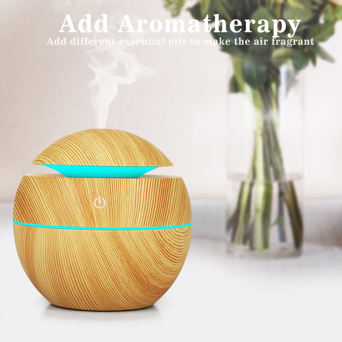 USB Aromatherapy Humidifier with Wood Grain Night Light