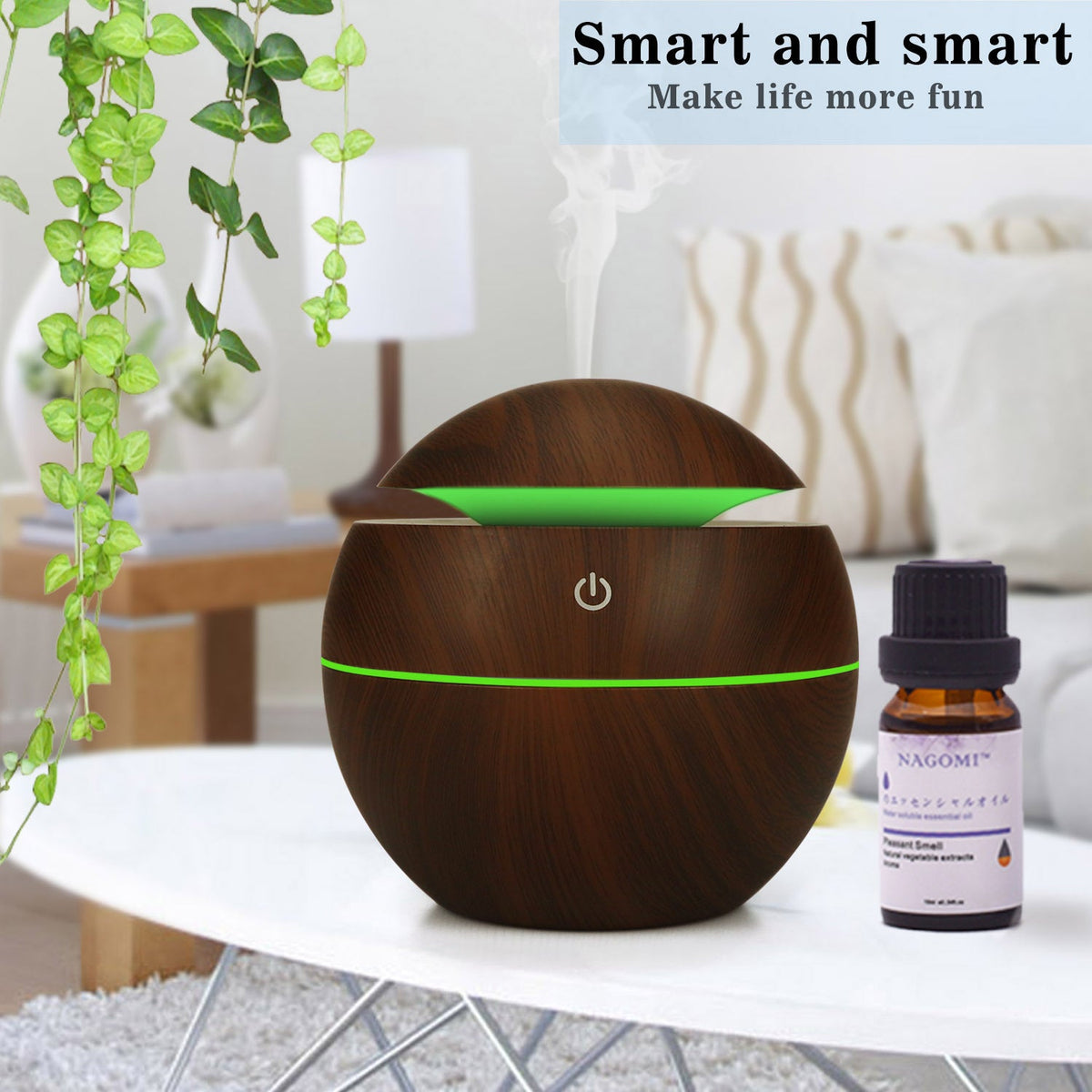 USB Aromatherapy Humidifier with Wood Grain Night Light