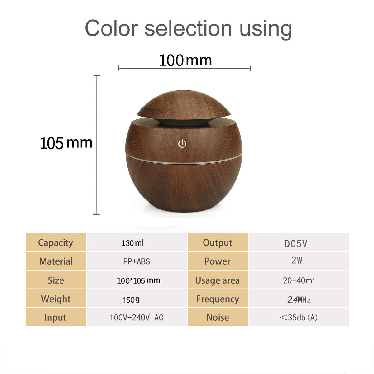 USB Aromatherapy Humidifier with Wood Grain Night Light