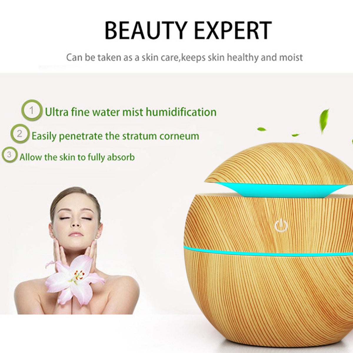 USB Aromatherapy Humidifier with Wood Grain Night Light