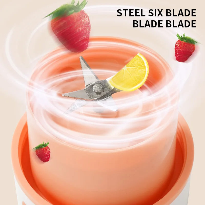 USB Rechargeable Portable Juicer Cup with Six Steel Blades