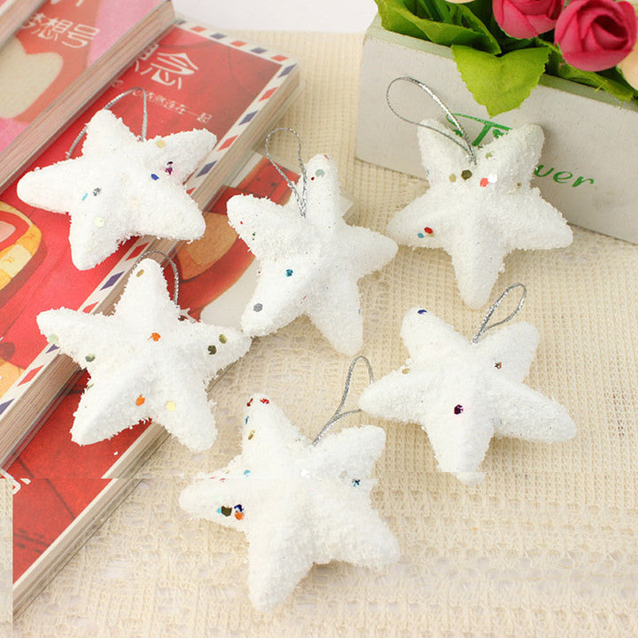 White Star Christmas Tree Ornaments, Set of 6 Pieces
