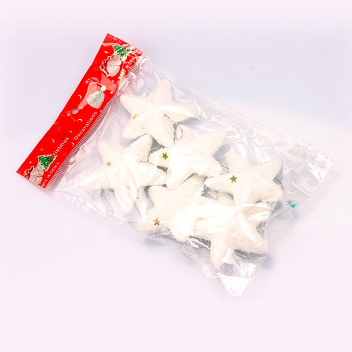 White Star Christmas Tree Ornaments, Set of 6 Pieces
