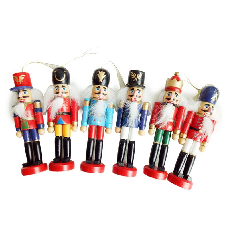 Nutcracker Ornament Set - 6 Wooden Soldier Tree Decorations